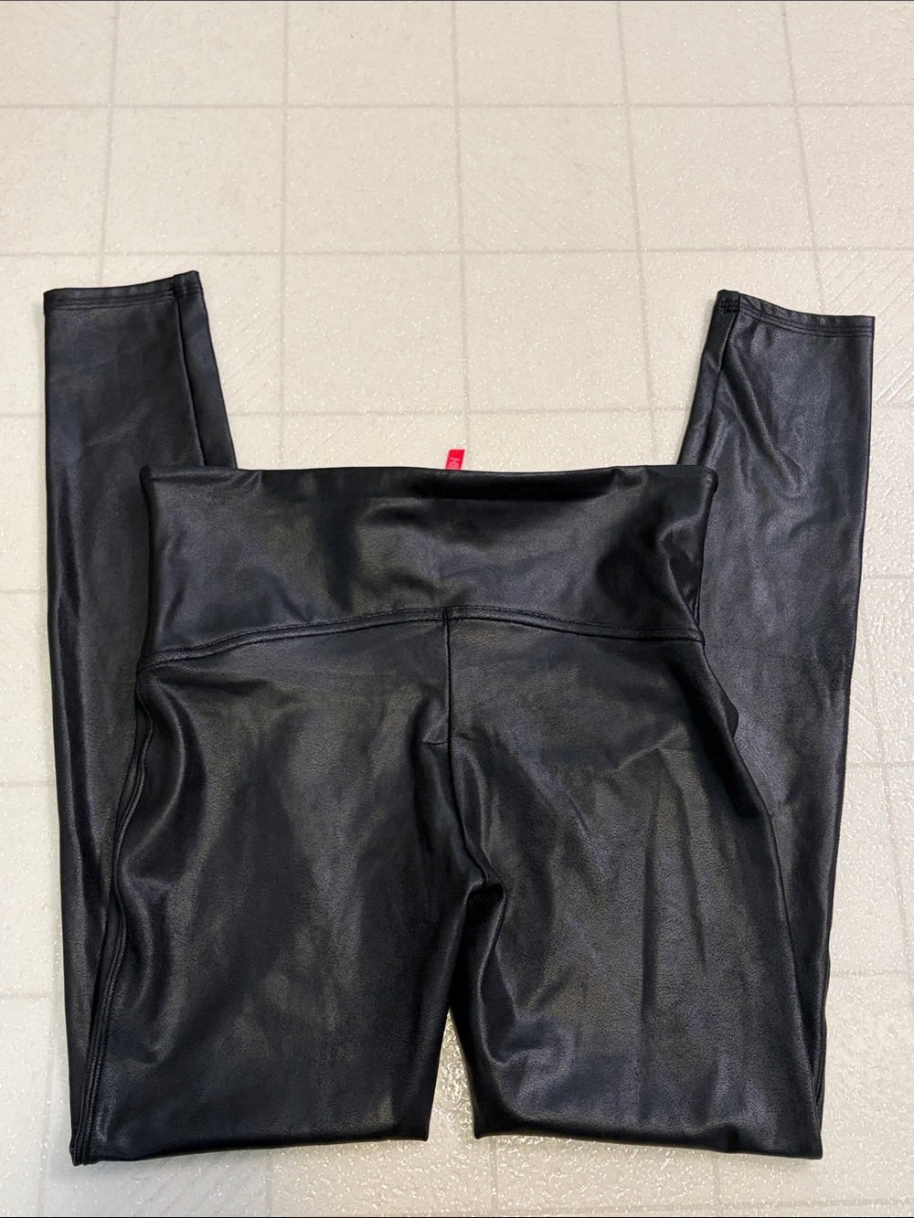 SPANX Black Faux Leather Leggings NWT Size L - Picture 5 of 7